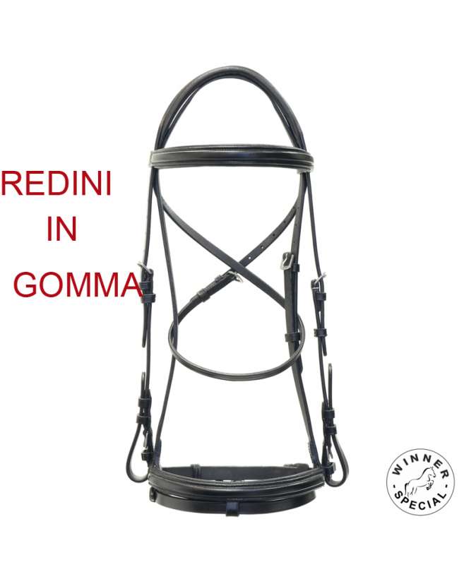 BRIGLIA IN CUOIO WINNER SPECIAL CON REDINI IN GOMMA